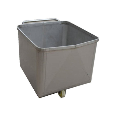 Rueda de goma silenciosa de estilo giratorio de acero inoxidable Carne de basura de carro para el procesamiento de carne
