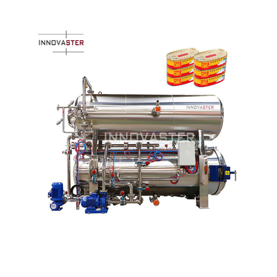Proceso de esterilización por vapor en autoclave para alimentos envasados, aves de corral y carne de vacuno enlatados