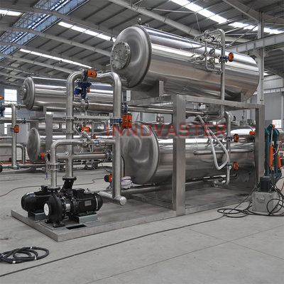 Proceso de esterilización por vapor en autoclave para alimentos envasados, aves de corral y carne de vacuno enlatados