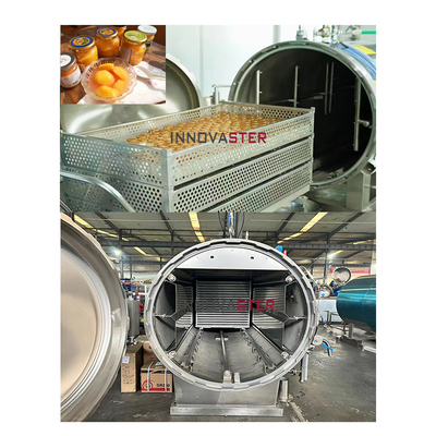 Autoclave de rociado de agua de 1100*1200*1500MM para esterilización de alimentos húmedos para mascotas y leche de coco