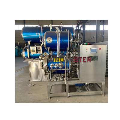 Máquina de retorte de inmersión horizontal en agua para el sistema de pasteurización de alimentos prefabricados