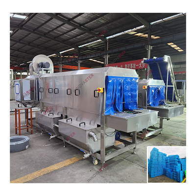 Máquina de lavado industrial de operación rápida para limpieza de recipientes con spray de agua caliente