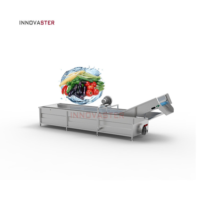 Máquina de lavado comercial con cepillo suave para verduras de raíz y frutas ovaladas en plata