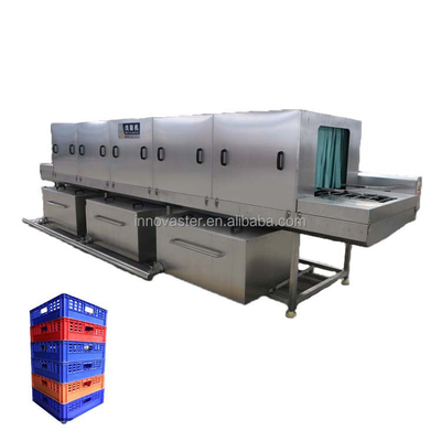Lavadora de contenedores de plástico industrial automática de 18 kW de potencia y 215 KG de capacidad