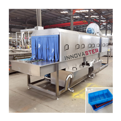 Túnel de lavado de paletas industriales personalizado para cajas y contenedores de cajas de plástico