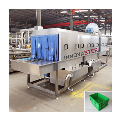 Lavadora de cajas de acero inoxidable de 380/480V Lavadora automática de túnel de cestas de vegetales para bandejas de plástico