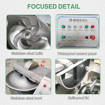 Máquina de corte de cuenco de carne industrial de 40L con cuchillas y cuenco de acero inoxidable SUS304