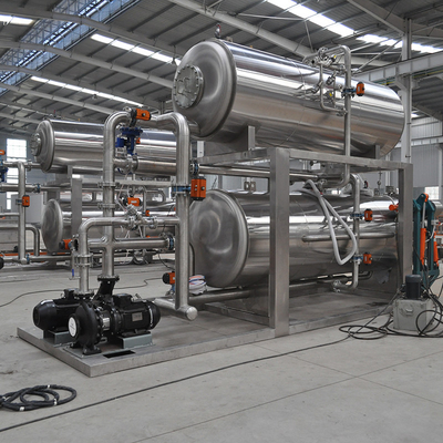 Autoclave horizontal industrial de precalentamiento por vapor medio para el procesamiento de bolsas de retorte