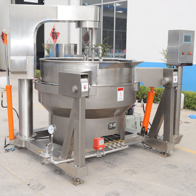 615KG mezcladora de cocina planetaria automática de múltiples cabezas inclinadas con caldera con chaqueta de salsa