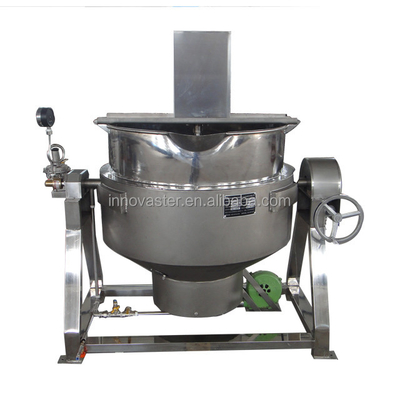 Cacerola de cocina con chaqueta de inclinación vertical de 615 kg para mezclar y cocinar salsa