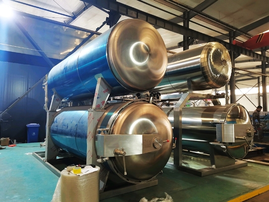 Máquina de retroceso de inmersión en agua para esterilización de alimentos de pollo con carne en bolsas 1100*1200*1500MM Tamaño