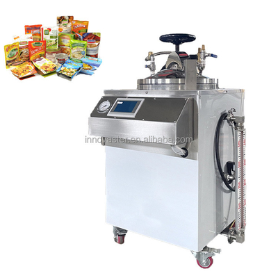 Retorte de esterilización de inmersión en agua vertical de tamaño pequeño de 60 kg para procesamiento de alimentos