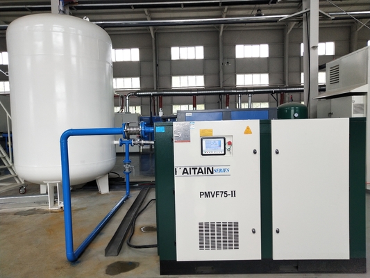Lubricado por aire 75kw 100HP Inversor de imán permanente Compresor de aire de tornillo de dos etapas