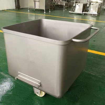 Rueda de goma silenciosa de estilo giratorio de acero inoxidable Carne de basura de carro para el procesamiento de carne