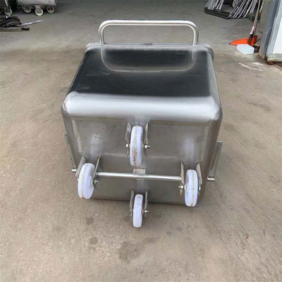 Rueda de goma silenciosa de estilo giratorio de acero inoxidable Carne de basura de carro para el procesamiento de carne