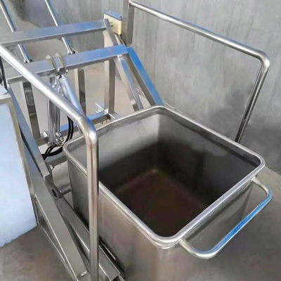 Rueda de goma silenciosa de estilo giratorio de acero inoxidable Carne de basura de carro para el procesamiento de carne